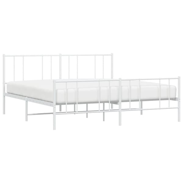 Sengeramme med sengegavl og fodgærde 180x200 cm metal hvid - Sengestel - Sengeramme - Home & Living