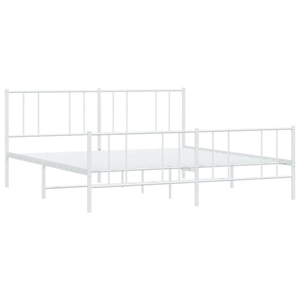 Sengeramme med sengegavl og fodgærde 180x200 cm metal hvid - Sengestel - Sengeramme - Home & Living