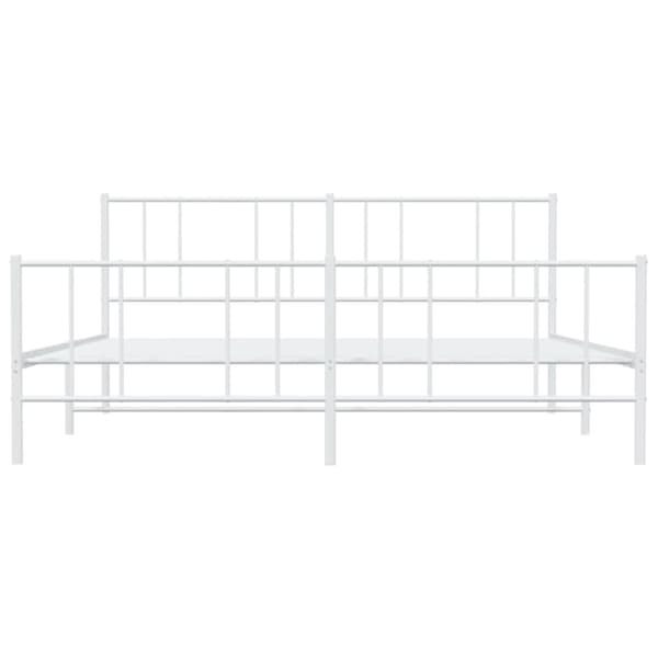 Sengeramme med sengegavl og fodgærde 180x200 cm metal hvid - Sengestel - Sengeramme - Home & Living