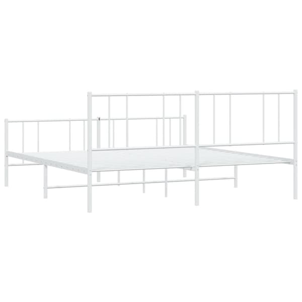 Sengeramme med sengegavl og fodgærde 180x200 cm metal hvid - Sengestel - Sengeramme - Home & Living