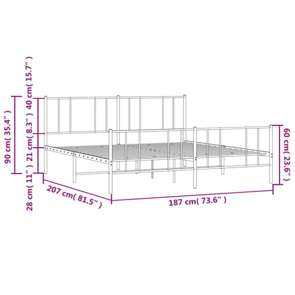 Sengeramme med sengegavl og fodgærde 180x200 cm metal hvid - Sengestel - Sengeramme - Home & Living
