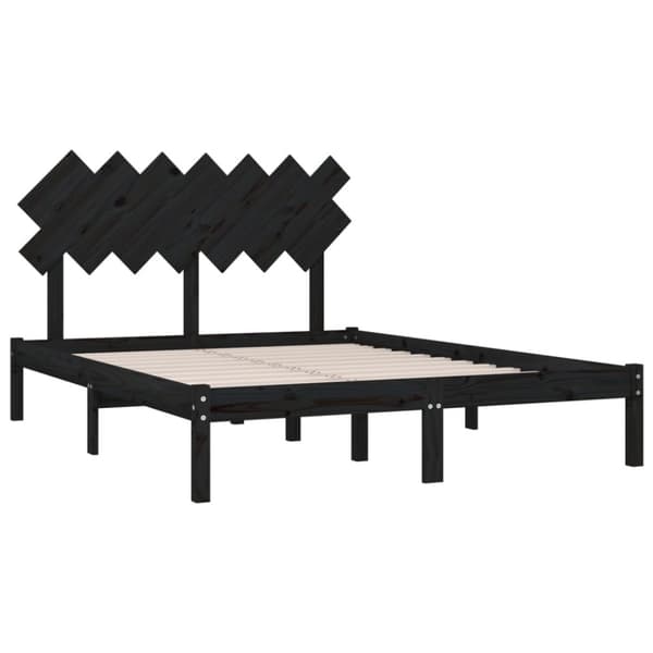 Sängynrunko musta 140x190 cm täysi puu - Sängynrunko - Sängynrungot - Home & Living