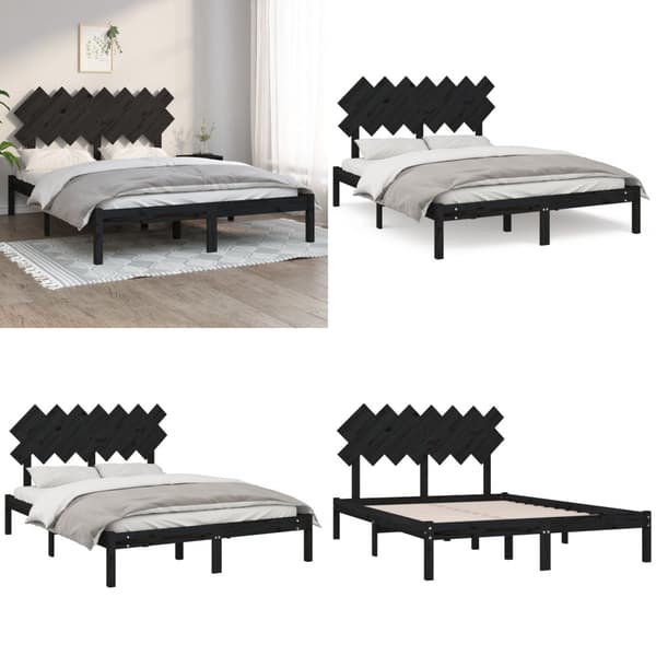 Sengeramme 140x190 cm massivt træ sort - Sengeramme - Sengerammer - Home & Living