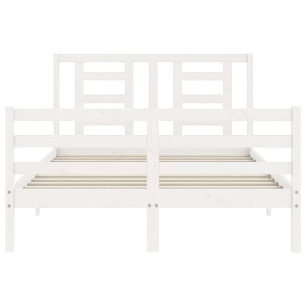 Sengeramme med sengegavl 120x200 cm massivt træ hvid - Sengeramme - Sengerammer - Home & Living