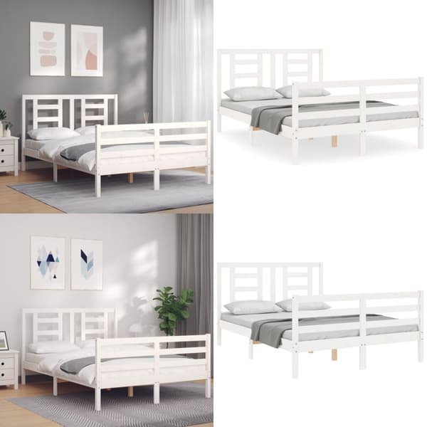 Sengeramme med sengegavl 120x200 cm massivt træ hvid - Sengeramme - Sengerammer - Home & Living