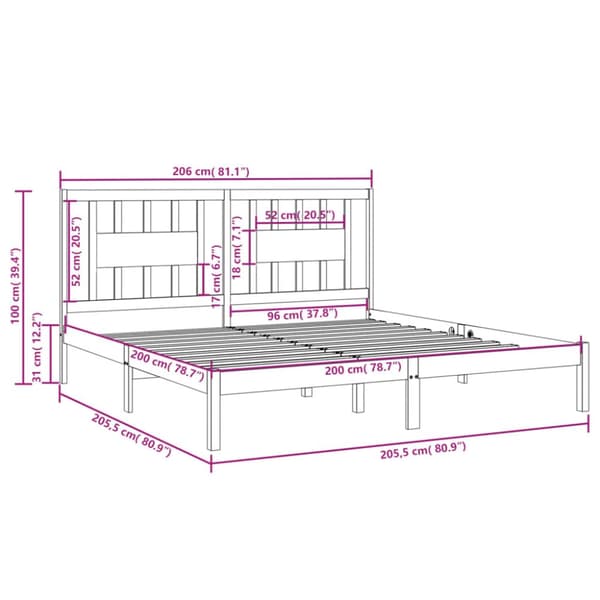 Sengeramme 200x200 cm massivt fyrretræ hvid - Sengestel - Sengeramme - Home & Living