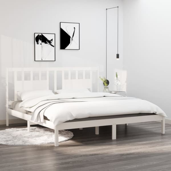 Sengeramme 200x200 cm massivt fyrretræ hvid - Sengestel - Sengeramme - Home & Living