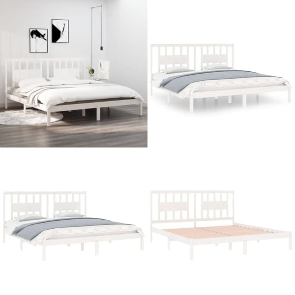 Sengeramme 200x200 cm massivt fyrretræ hvid - Sengestel - Sengeramme - Home & Living