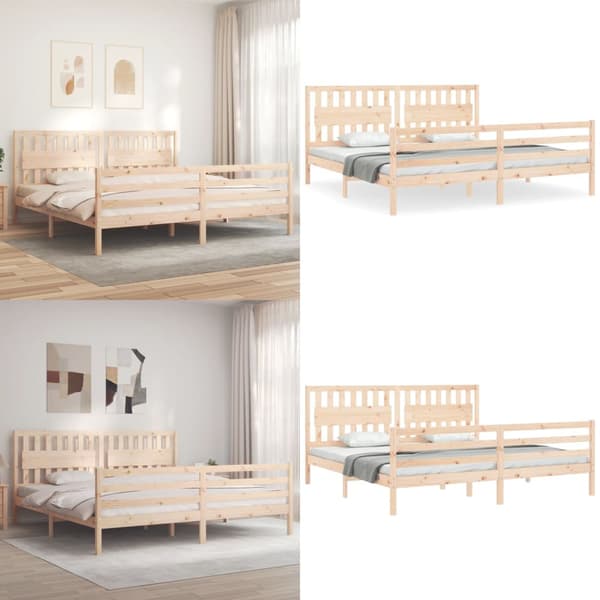 Sengeramme med sengegavl 200x200 cm massivt træ - Sengeramme - Sengerammer - Home & Living