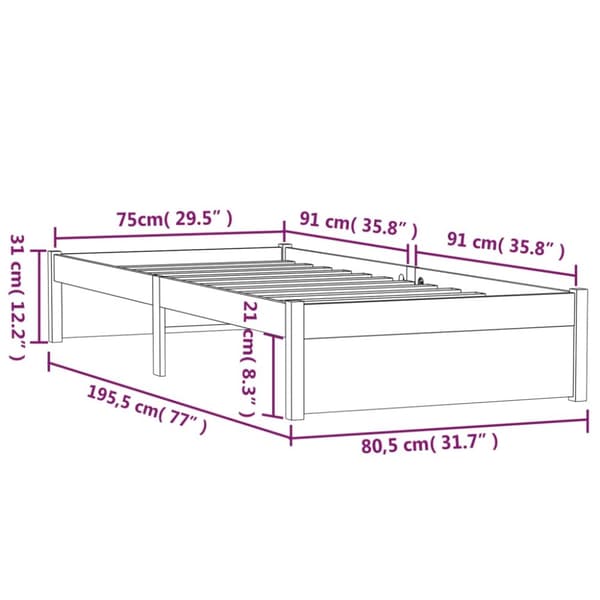 Sengeramme 75x190 cm massivt træ - Sengeramme - Sengerammer - Home & Living