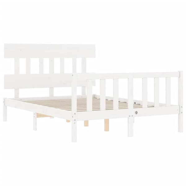 Sengeramme med sengegavl 140x200 cm massivt træ hvid - Sengeramme - Sengerammer - Home & Living