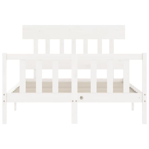 Sengeramme med sengegavl 140x200 cm massivt træ hvid - Sengeramme - Sengerammer - Home & Living