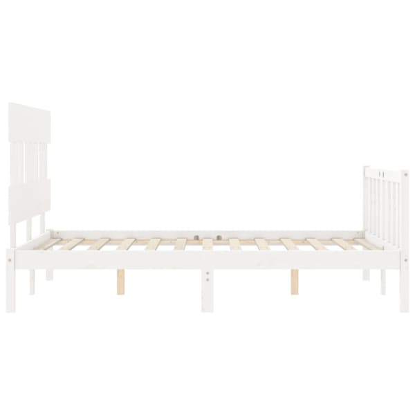 Sengeramme med sengegavl 140x200 cm massivt træ hvid - Sengeramme - Sengerammer - Home & Living