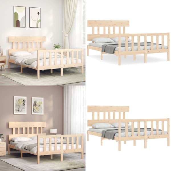 Sengeramme med sengegavl 140x190 cm massivt træ - Sengeramme - Sengerammer - Home & Living