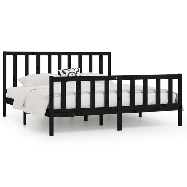 Sängram svart massivt trä 200x200 cm - Sängram - Sängramar - Home & Living