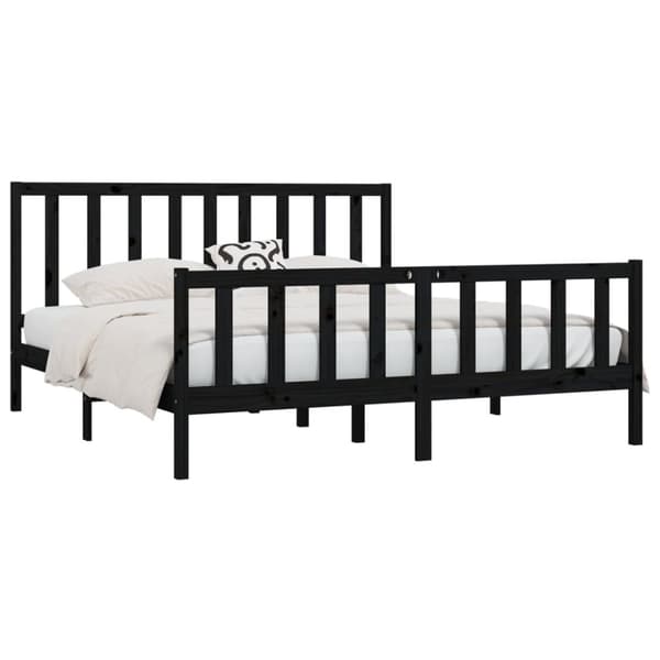 Sängram svart massivt trä 200x200 cm - Sängram - Sängramar - Home & Living