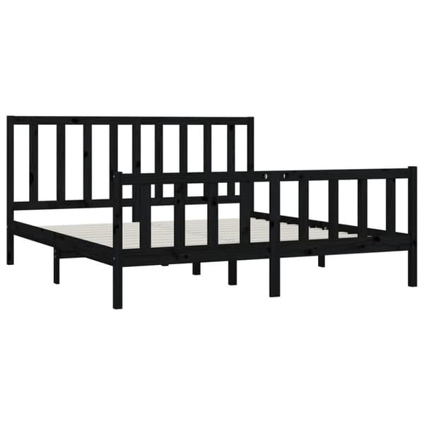 Sängram svart massivt trä 200x200 cm - Sängram - Sängramar - Home & Living