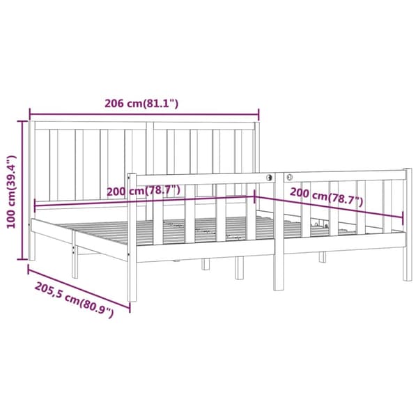 Sängram svart massivt trä 200x200 cm - Sängram - Sängramar - Home & Living
