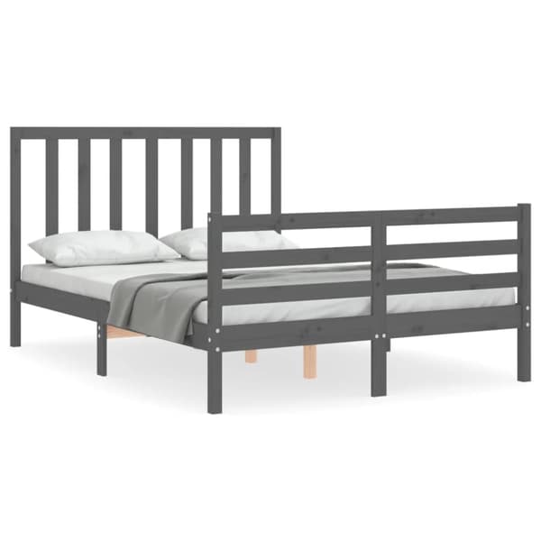 Sängynrunko päädyllä harmaa Double täysi puu - Sängynrunko - Sängynrungot - Home & Living