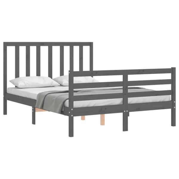 Sängynrunko päädyllä harmaa Double täysi puu - Sängynrunko - Sängynrungot - Home & Living