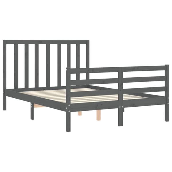 Sängynrunko päädyllä harmaa Double täysi puu - Sängynrunko - Sängynrungot - Home & Living