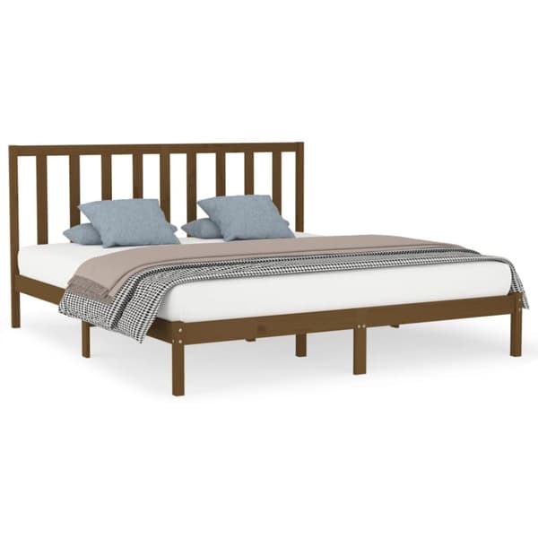 Sengeramme 200x200 cm massivt træ gyldenbrun - Sengeramme - Sengerammer - Home & Living