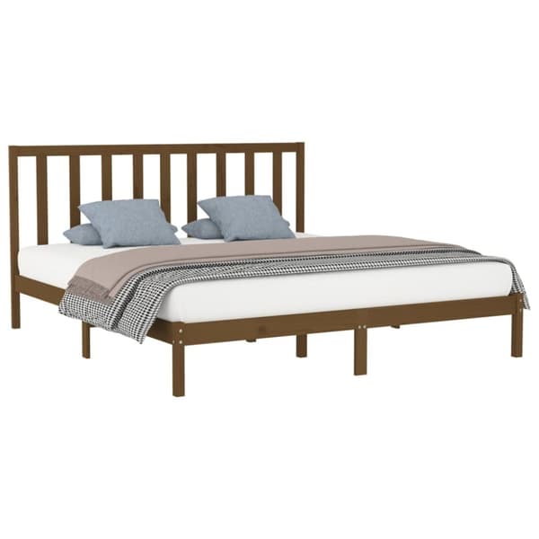 Sengeramme 200x200 cm massivt træ gyldenbrun - Sengeramme - Sengerammer - Home & Living
