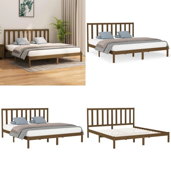 Sengeramme 200x200 cm massivt træ gyldenbrun - Sengeramme - Sengerammer - Home & Living