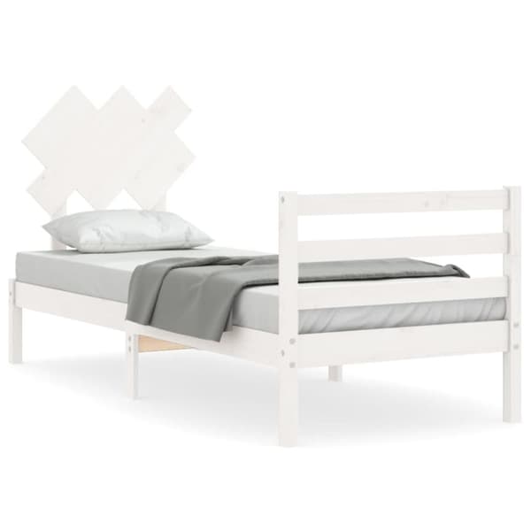 Sengeramme med sengegavl 90x200 cm massivt træ hvid - Sengeramme - Sengerammer - Home & Living