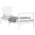 Miniatyrbillede 5 af 11: Sengeramme med sengegavl 90x200 cm massivt træ hvid - Sengeramme - Sengerammer - Home & Living