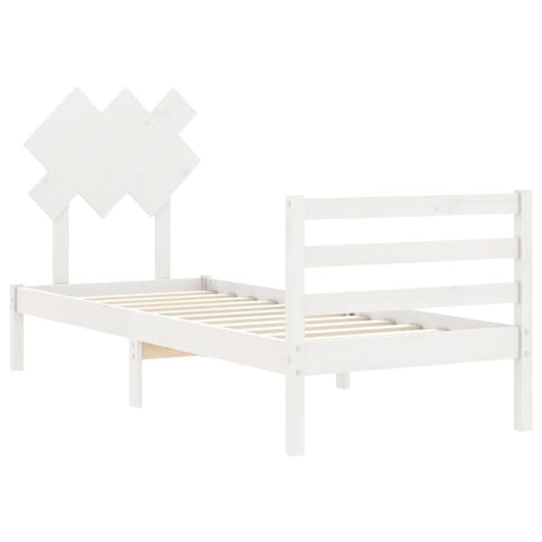 Sengeramme med sengegavl 90x200 cm massivt træ hvid - Sengeramme - Sengerammer - Home & Living