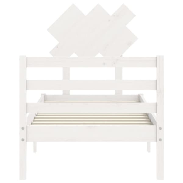 Sengeramme med sengegavl 90x200 cm massivt træ hvid - Sengeramme - Sengerammer - Home & Living