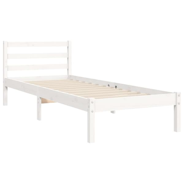 Sengeramme med sengegavl 90x200 cm massivt træ hvid - Sengeramme - Sengerammer - Home & Living