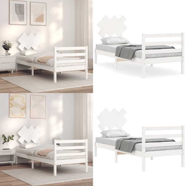 Sengeramme med sengegavl 90x200 cm massivt træ hvid - Sengeramme - Sengerammer - Home & Living