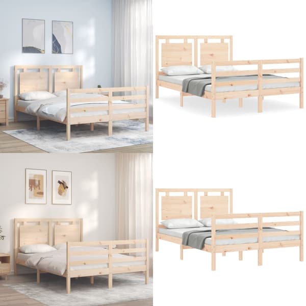 Sängram med huvudgavel massivt trä - Sängram - Sängramar - Home & Living