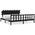 Miniatyrbillede 3 af 11: Sengeramme med sengegavl 200x200 cm massivt træ sort - Sengeramme - Sengerammer - Home & Living