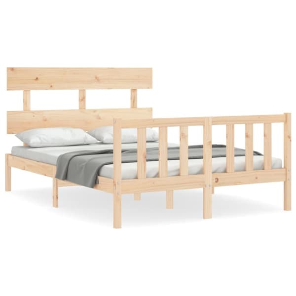 Sengeramme med sengegavl 140x190 cm massivt træ - Sengeramme - Sengerammer - Home & Living