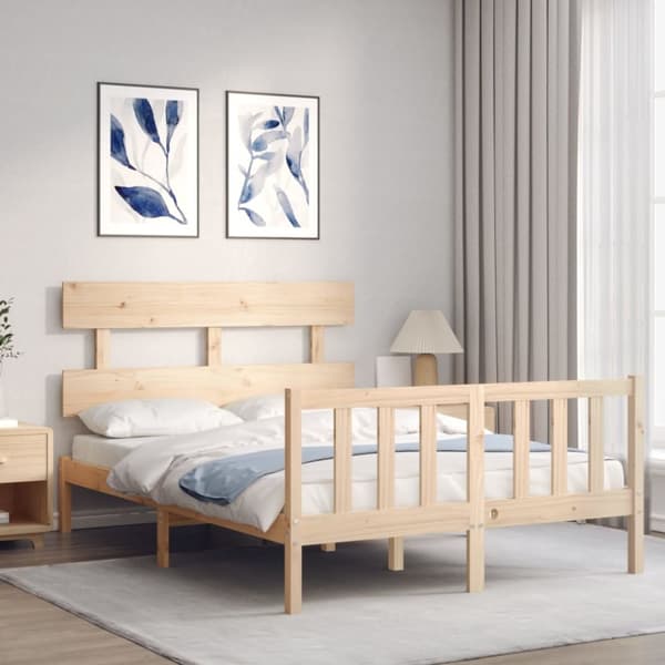 Sengeramme med sengegavl 140x190 cm massivt træ - Sengeramme - Sengerammer - Home & Living