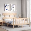 Miniatyrbillede 4 af 11: Sengeramme med sengegavl 140x190 cm massivt træ - Sengeramme - Sengerammer - Home & Living