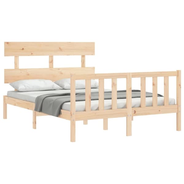 Sengeramme med sengegavl 140x190 cm massivt træ - Sengeramme - Sengerammer - Home & Living