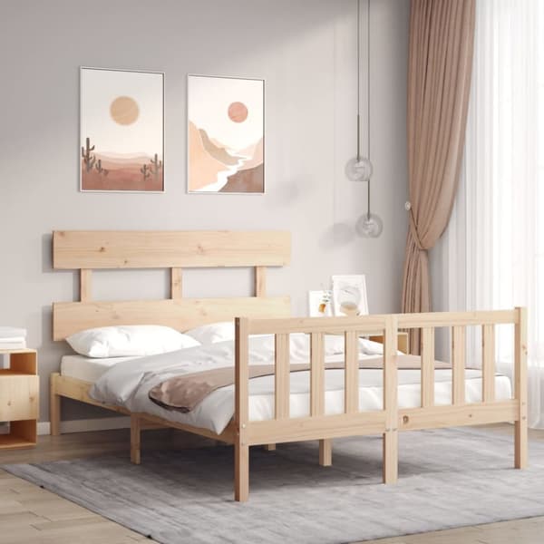 Sengeramme med sengegavl 140x190 cm massivt træ - Sengeramme - Sengerammer - Home & Living