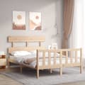 Miniatyrbillede 2 af 11: Sengeramme med sengegavl 140x190 cm massivt træ - Sengeramme - Sengerammer - Home & Living