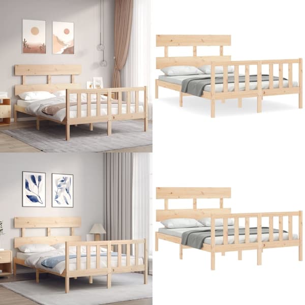 Sengeramme med sengegavl 140x190 cm massivt træ - Sengeramme - Sengerammer - Home & Living