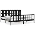 Miniatyrbillede 3 af 11: Sengeramme med sengegavl 200x200 cm massivt træ sort - Sengeramme - Sengerammer - Home & Living