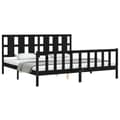 Miniatyrbillede 5 af 11: Sengeramme med sengegavl 200x200 cm massivt træ sort - Sengeramme - Sengerammer - Home & Living