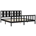 Miniatyrbillede 6 af 11: Sengeramme med sengegavl 200x200 cm massivt træ sort - Sengeramme - Sengerammer - Home & Living