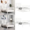 Miniatyrbillede 1 af 11: Sengeramme med sengegavl 90x200 cm massivt træ hvid - Sengeramme - Sengerammer - Home & Living
