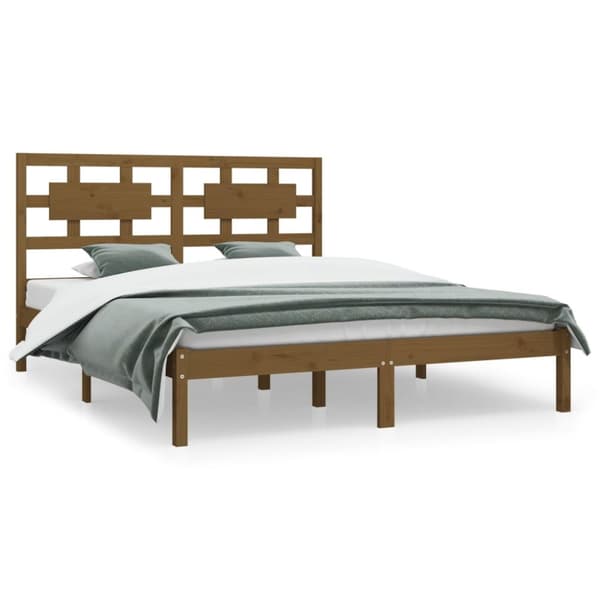 Sengeramme 200x200 cm massivt fyrretræ gyldenbrun - Sengestel - Sengeramme - Home & Living