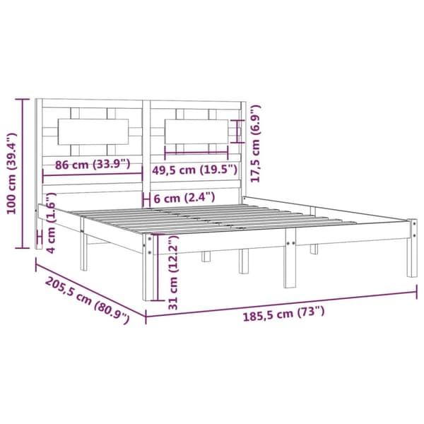 Sengeramme 180x200 cm Super King massivt fyrretræ hvid - Sengestel - Sengeramme - Home & Living