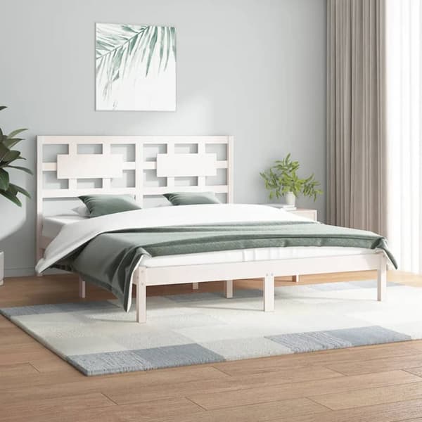 Sengeramme 180x200 cm Super King massivt fyrretræ hvid - Sengestel - Sengeramme - Home & Living
